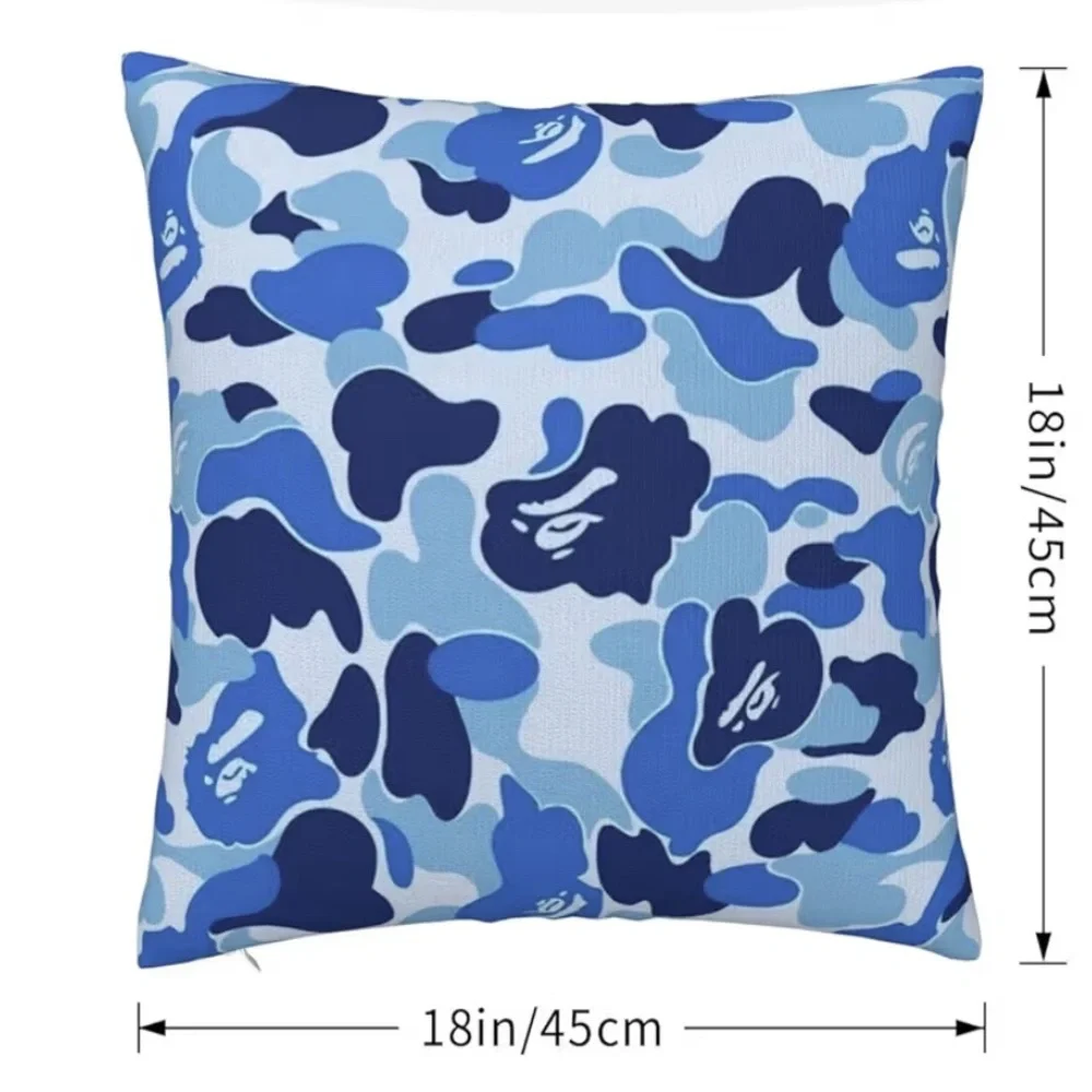 Set of 2 Blue Camouflage Abstract Throw Pillow Covers – 18x18”